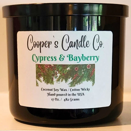 Cypress & Bayberry Scented Candle fresh, bayberry, fir & patchouli.
