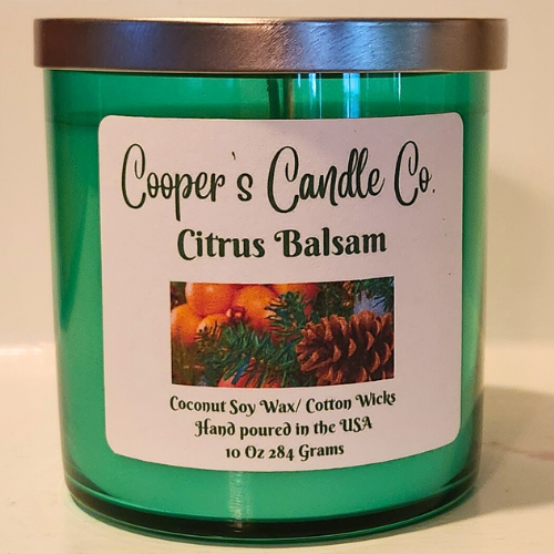 Citrus Balsam Scented Candle-citrus, cinnamon, fir, balsam, tonka bean