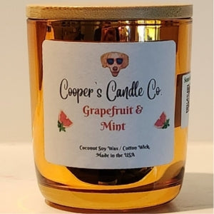 Grapefruit & Mint Scented Candle-A refreshing, citrusy, spa fragrance.