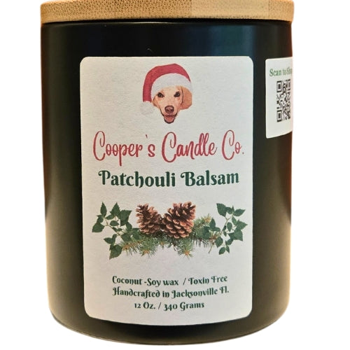 Patchouli Balsam scented candle a tranquil vibe with a refreshing crisp note.