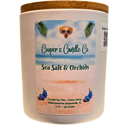 Sea Salt & Orchid Scented Candle a beautiful tropical scent