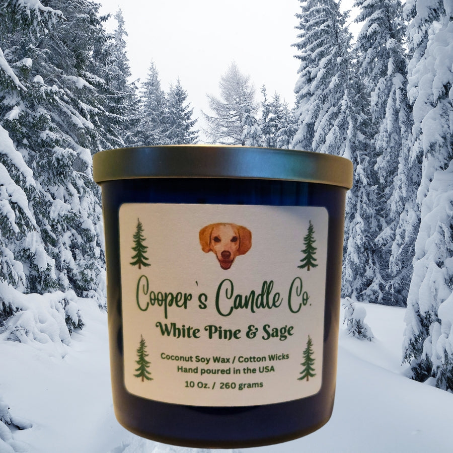 White Pine & Sage-essential oils of fir, eucalyptus, orange, & cedar.
