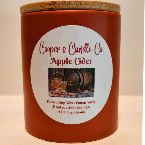 Apple_Cider_Scented 12oz_2 wick burnt sienna ceramic container