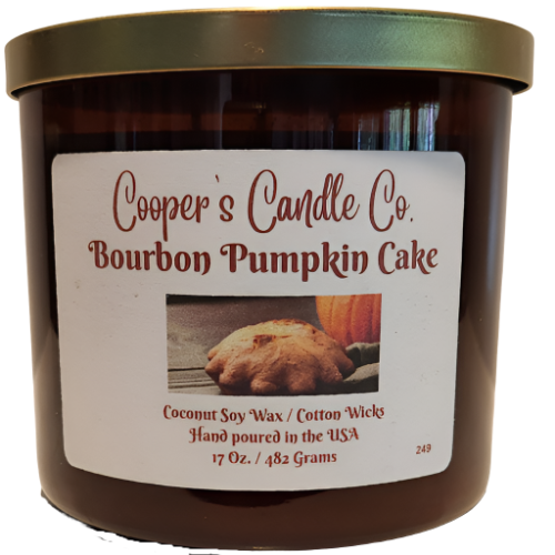 Bourbon Pumpkin Cake Scented Candle-Delicious! Cooperscandleco.com