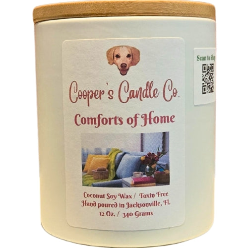 Comforts of Home Scented Candle- An aroma of desserts, citrus and pine.