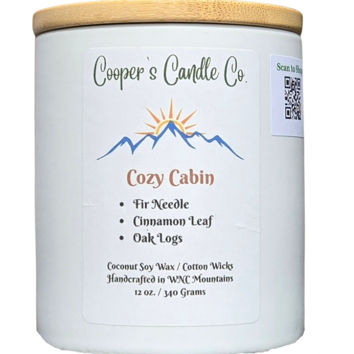 Cozy Cabin Scented Candle a comforting, warm, alluring, woodsy blend.