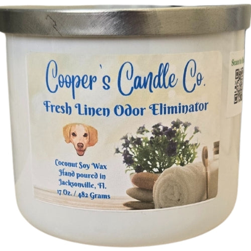 Fresh Linen Odor Eliminator Scented Candle unpleasant odor eliminator.