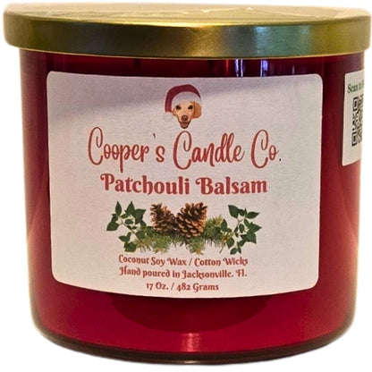 Patchouli Balsam scented candle a tranquil vibe with a refreshing crisp note.