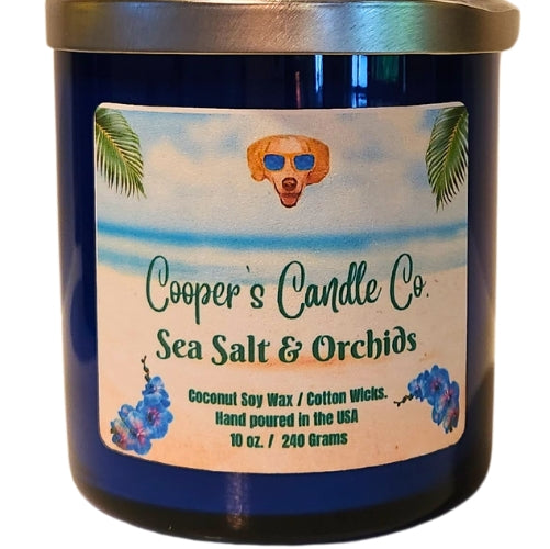 Sea Salt & Orchid Scented Candle-A blend of floral & marine scents.