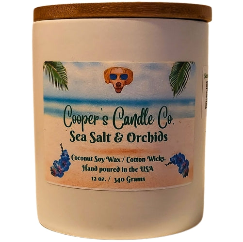 Sea Salt & Orchid Scented Candle-A blend of floral & marine scents.