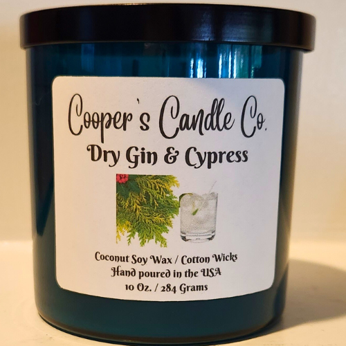 Dry Gin & Cypress-blend of botanical gin and aged woods scented candle