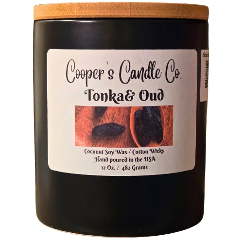 Tonka & Oud Scented Candle-contemporary fragrance with high end appeal