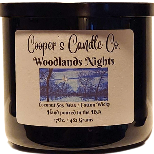 Woodland Nights Scented Candle Citrus,Tonka, Amber, Patchouli