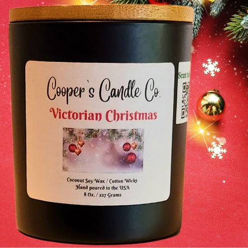 8 Oz 2 wick Victorian Christmas Scented  Coconut Soy Candle infused with a fresh crisp scent, it provides a delightful ambiance for all occasions while being pet-friendly and free of toxins. Enjoy your holidays with peace of mind!