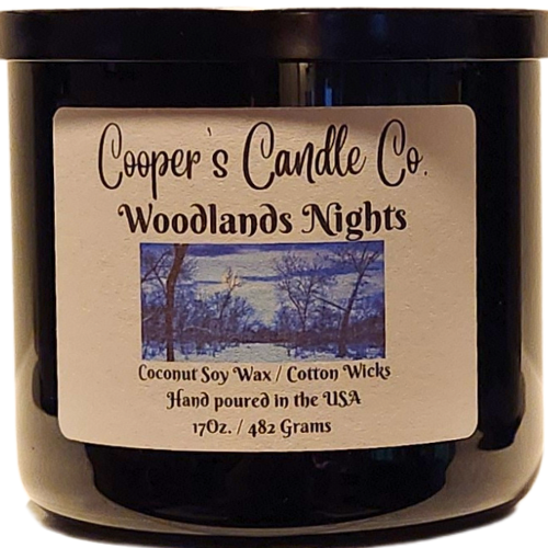 Woodland_Nights_scented_17 oz 3_wick_black_glass_container_candle