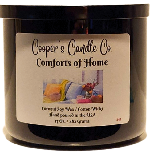 Comforts of Home Scented Candle Aroma of desserts, citrus and pine.