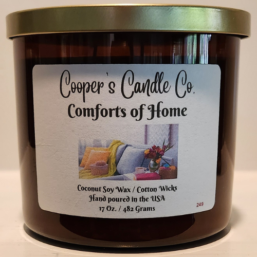 Comforts of Home Scented Candle Aroma of desserts, citrus and pine.